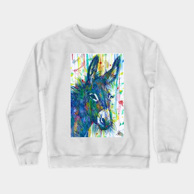 DONKEY watercolor and ink portrait Crewneck Sweatshirt by lautir